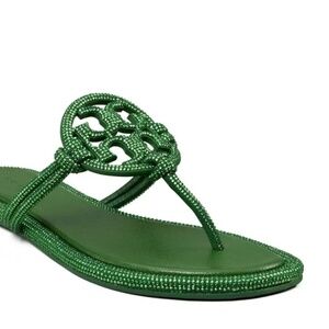 NIB Tory Burch soft pave miller Knotted sandal Dark Clove green